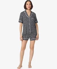 Dkny Women's Short-Sleeve Notch Collar Top & Boxers, 2-Piece Set