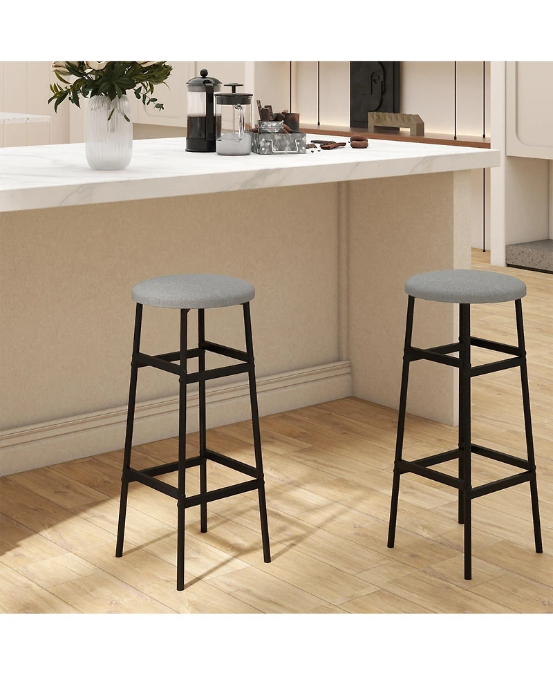 Gymax Bar Stools Set of w/ Sturdy Metal Frame and Footrest for Kitchen Island