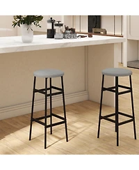 Gymax Bar Stools Set of w/ Sturdy Metal Frame and Footrest for Kitchen Island