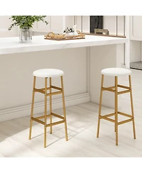 Gymax Bar Stools Set of w/ Sturdy Metal Frame and Footrest for Kitchen Island