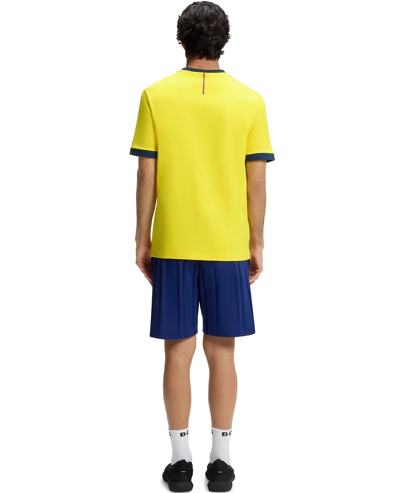 Boss by Hugo Men's Stretch-Cotton Colombia Country Flag Logo T-Shirt