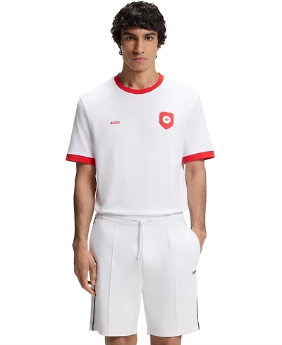 Boss by Hugo Men's Stretch-Cotton Canada Country Flag Logo T-Shirt