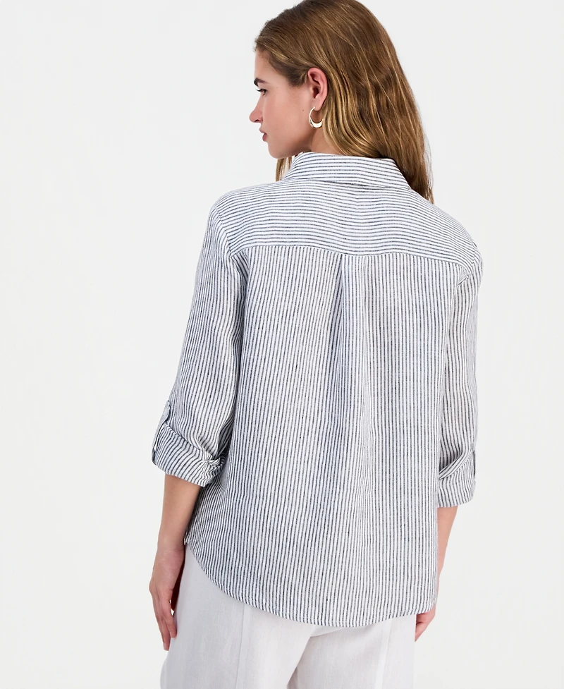 Charter Club Petite 100% Linen Button-Front Shirt, Created for Macy's