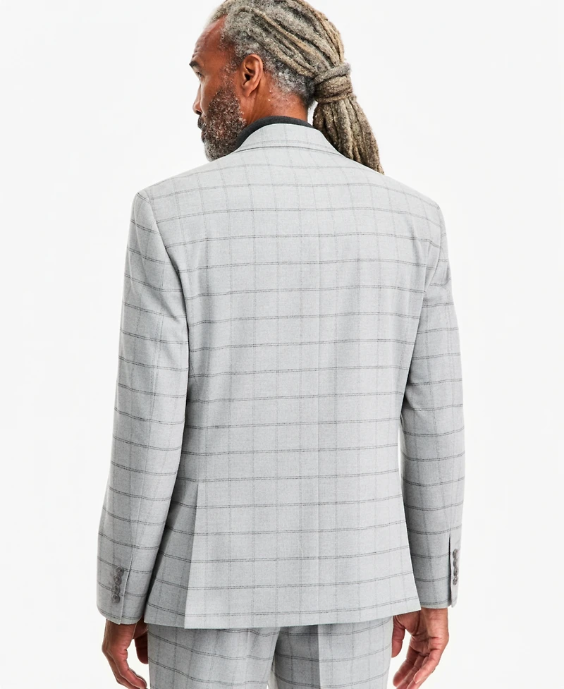 Tayion Collection Men's Classic-Fit Gray & Black Check Suit Separate Jacket