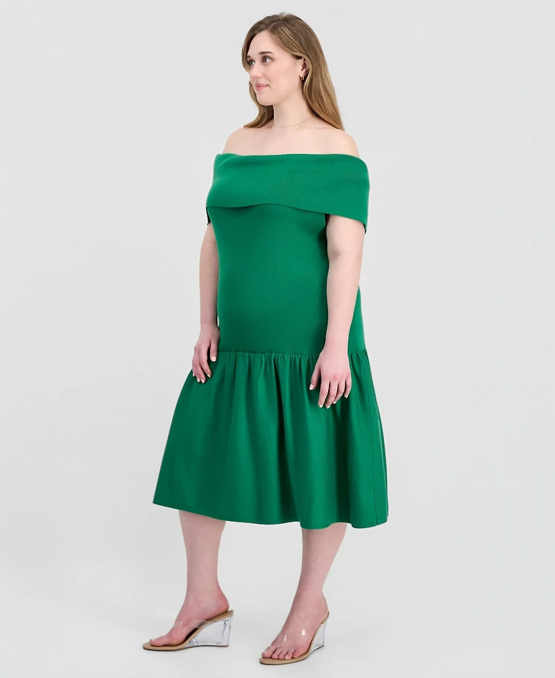 Full Corcle Trends Trendy Plus Marilyn Off-The-Shoulder Dress