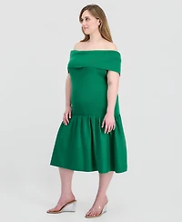 Full Corcle Trends Trendy Plus Marilyn Off-The-Shoulder Dress
