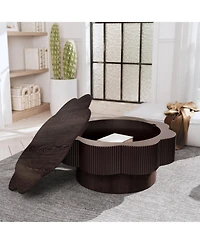 Rainsken Flower Shaped Coffee Table, 31.5" Modern Wood Center Table with Storage for Living Room
