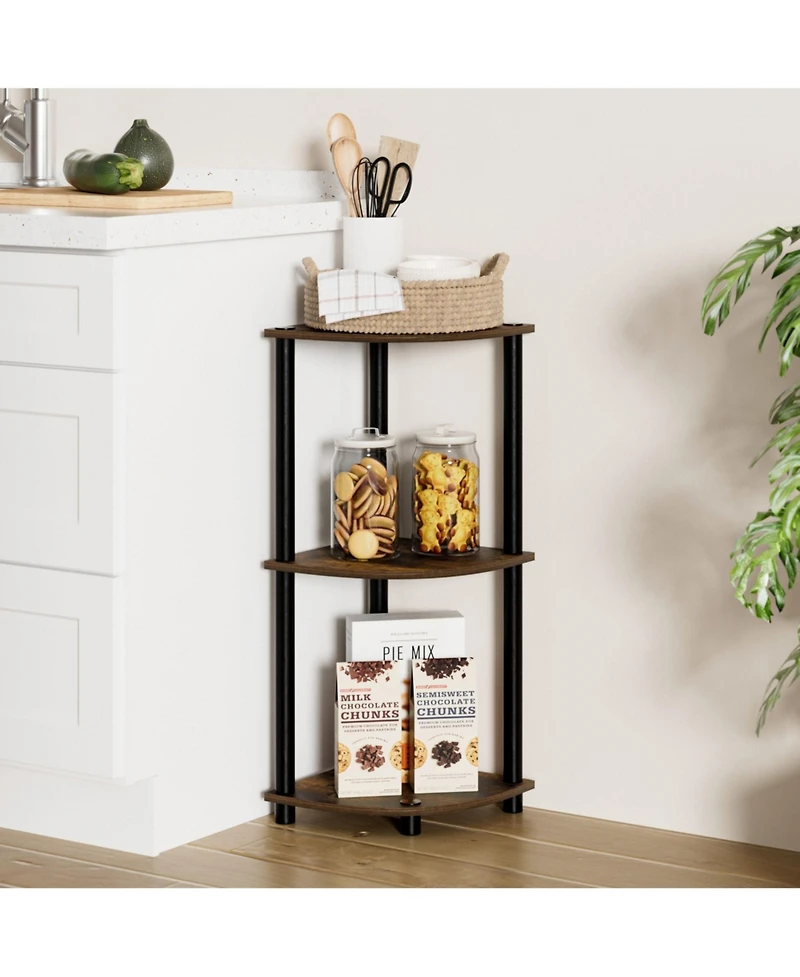 Homlux 3 Tier Decorative Corner Bookshelf Display Rack
