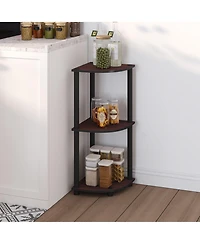 Homlux 3 Tier Decorative Corner Bookshelf Display Rack, Dark Cherry