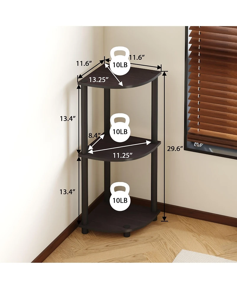 Homlux 3 Tier Decorative Corner Bookshelf Display Rack