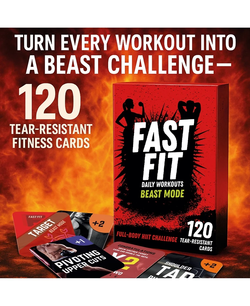 Quokka Fast Fit Mode Workout Cards — 120 Tear Resistant Hiit Fitness Deck