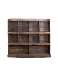 Rainsken 3-Tier Open Wood Bookshelf, 10 Cube Storage Organizer Display Cabinet, Freestanding Bookcase for Living Room, Home Office