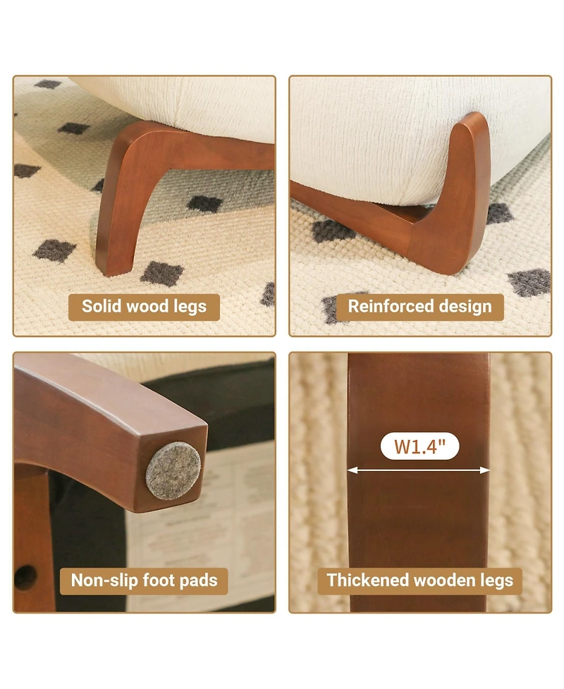 Rainsken Velvet Accent Chair, Comfy Reading Chair, Cute Living Room Chair with Solid Wood Legs and Soft Cushion for Bedroom and Balcony