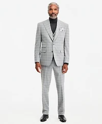 Tayion Collection Mens Classic Fit Gray Black Check Suit Separates