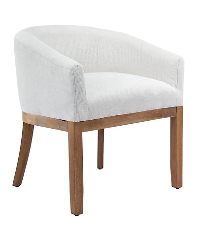 Rainsken Barrel Dining Chair, Linen Upholstered Kitchen Chair with Solid Wood Legs and Arms for Living Room, Dining Room, Set Of 1