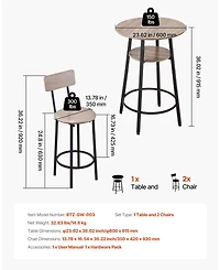 Gouun 3 Piece Bar Table Set with 2 Stools and Storage Shelf