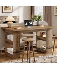 Tribesigns 63-Inch Bar Table, Home Bar Units with Footrest & Storage Shelves, Counter Height Pub Dining Table