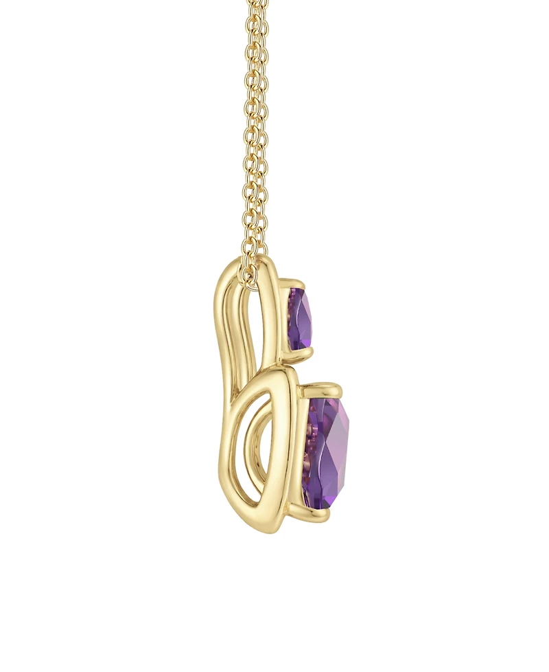 Macy's Amethyst (1-3/8 ct. t.w.) & Lab Grown White Sapphire (1/5 Pendant Necklace 14k Gold Over Sterling Silver (Also Available