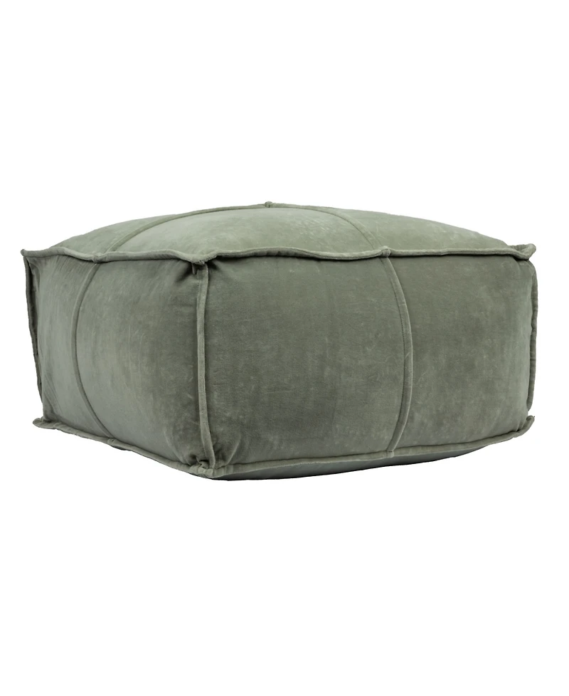 Storied Home Square 24" Cotton Pouf with Piped Detail