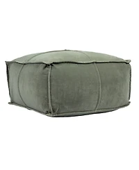Storied Home Square 24" Cotton Pouf with Piped Detail