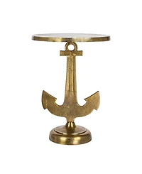 Storied Home 15" Metal Round Nautical Accent Table