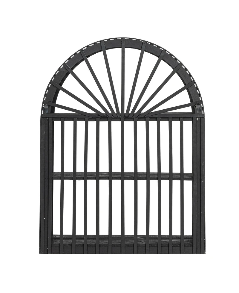 Storied Home 22" Arched Bamboo and Wood Wall Shelf
