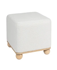 Storied Home 16" Upholstered Square Boucle Ottoman