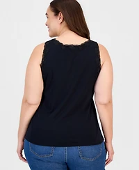 Style & Co Plus Lace-Trimmed Tank Top, Exclusively at Macy's
