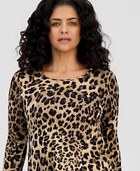 Jm Collection Women's Printed Scoop-Neck 3/4-Sleeve Top, Created for Macy's