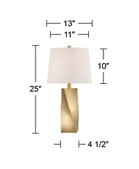 360 Lighting Arabella 25 High Geometric Modern 3-Way Table Lamps Set of 2 Gold Finish Shade Living Room Bedroom Bedside House