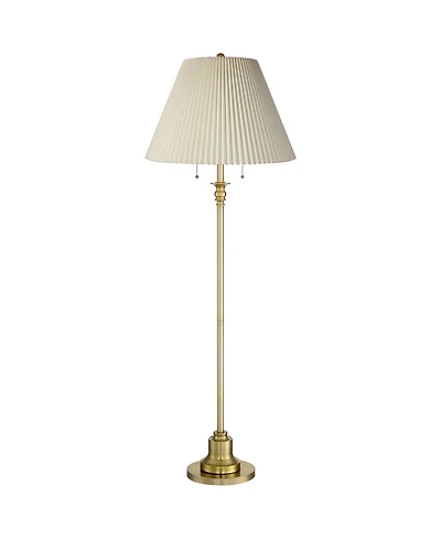 360 Lighting Spenser Retro Art Deco " Tall Floor Lamp Brushed Antique Fabric Pleated Empire Shade for Living Room Bedroom