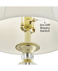 Vienna Full Spectrum European Style Table Lamp with Table Top Dimmer 28.75" Tall Brass Clear Crystal Fabric Empire Living Room Bedroom