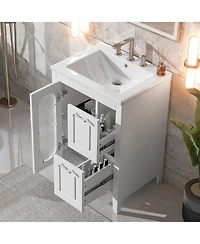 Busdays 24" Bathroom Vanity with Sink, Cabinet with Two Drawers and Door, Adjustable Shelf, Solid Wood and Mdf