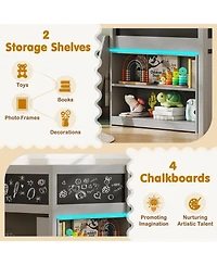 Gouun Low Loft Bed with Led Lights Kid's Cabin Bed with Bookcases