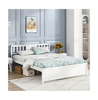 Gouun Wooden Platform Bed with Headboard and Wood Slat Support
