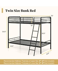 Gouun Metal Twin Bunk Bed with Ladder and Safety Guardrails