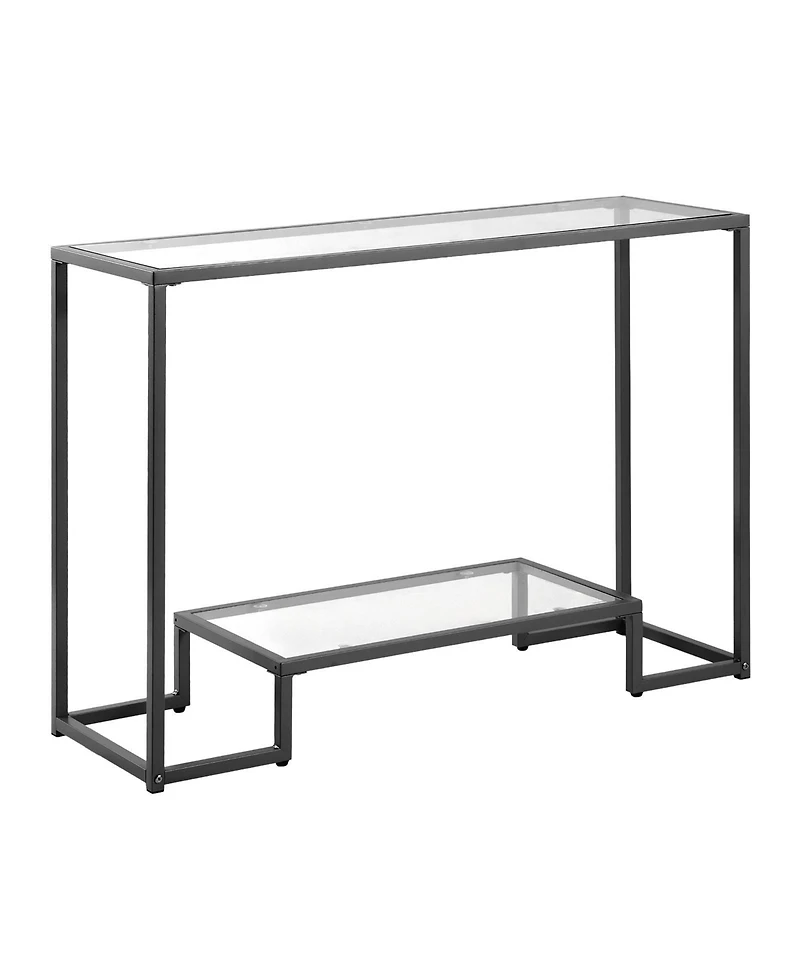 Gouun 2 Tier Glass Console Table with Metal Frame for Entryway