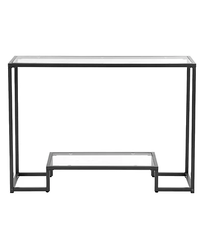 Gouun 2 Tier Glass Console Table with Metal Frame for Entryway