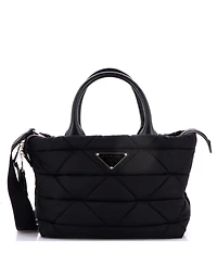Pre-Owned Prada Small Padded Tote Bag Quilted Re-Nylon with Leather