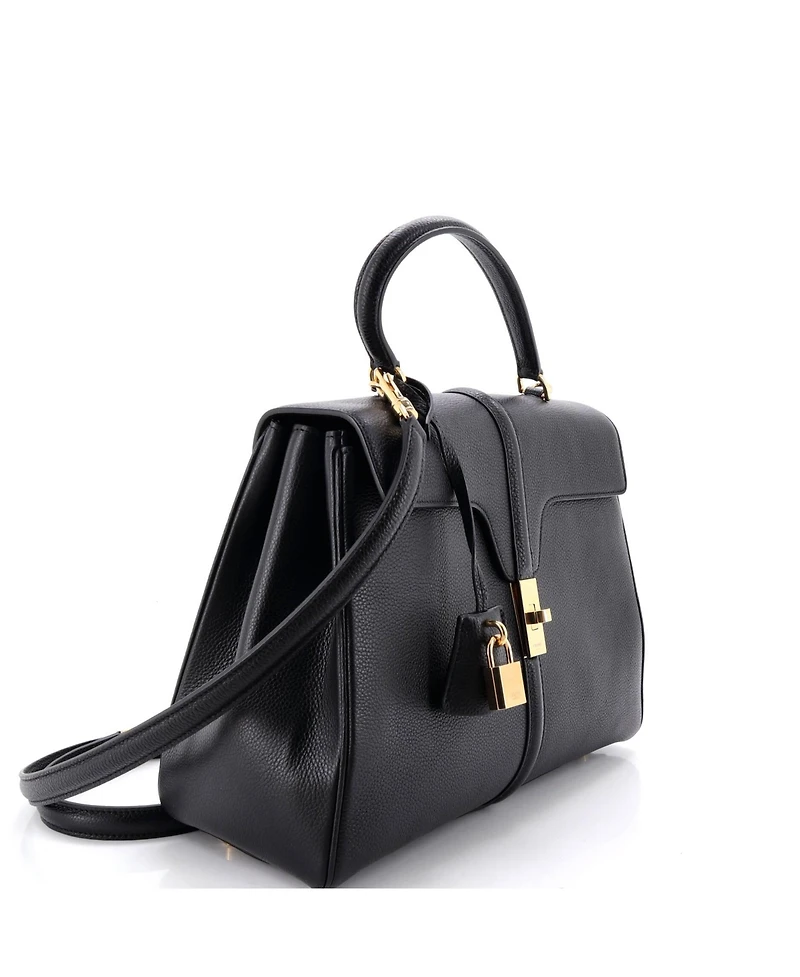 Pre-Owned Celine Medium 16 Top Handle Bag Grained Calfskin