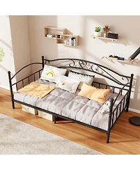 Gouun Twin Size Metal Daybed Frame with Headboard for Bedroom