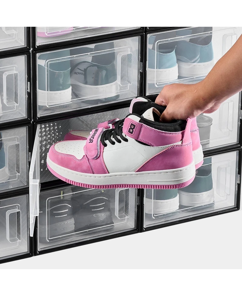 Gouun 12-Pack Clear Stackable Shoe Storage Boxes