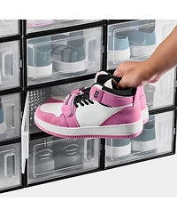 Gouun 12-Pack Clear Stackable Shoe Storage Boxes