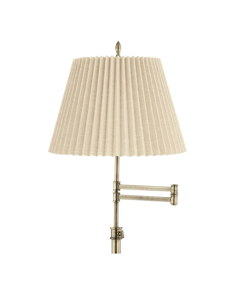 360 Lighting Westbury Modern 70" Tall Standing Floor Lamp Adjustable Swing Arm Height Pleated Fabric Lamp