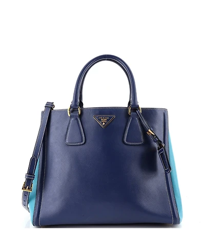 Pre-Owned Prada Small Bicolor Lux Convertible Open Tote Saffiano Leather