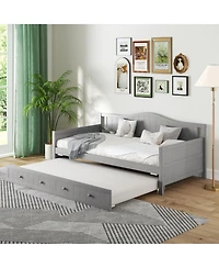 Gouun Pine Wood Twin Daybed with Trundle