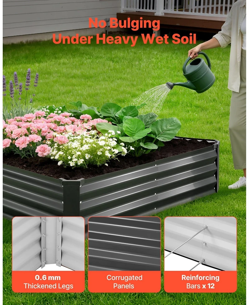 Gouun 2 Pack Galvanized Raised Garden Beds, Metal Planter Boxes, Alu-Zinc Coating