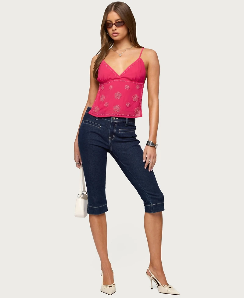 Edikted Women's Kazi Backless Floral Bead Top