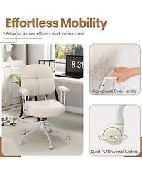 Sugift Leathaire Upholstered Task Home Office Chair with Cushioned Back