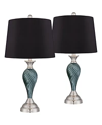 Regency Hill Arden 25" High Twist Modern Coastal Table Lamps Set of 2 Living Room Bedroom Bedside